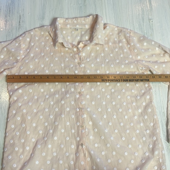 💚5 for $25 Copper Key Pastel Peach Sheer Textured Polka Dot Button Down Top XL - Picture 5 of 9